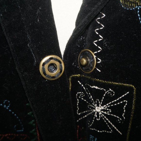 Chicos Velvet Embroidered Grommet Jacket 0 - Picture 2 of 12